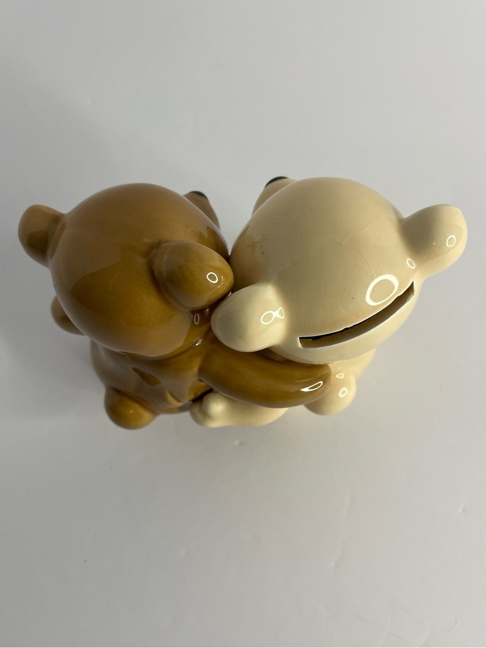 VTG 1985 Enesco Hugging Teddy Bears Ceramic Coin Bank - Rare - Picture 6 of 9
